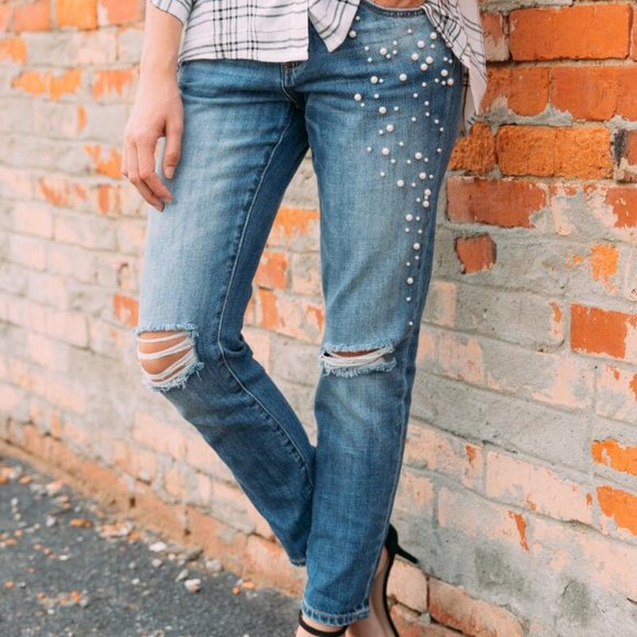 Harper Pearl Knee Slit Jeans - sz 28 - Picture 3 of 4